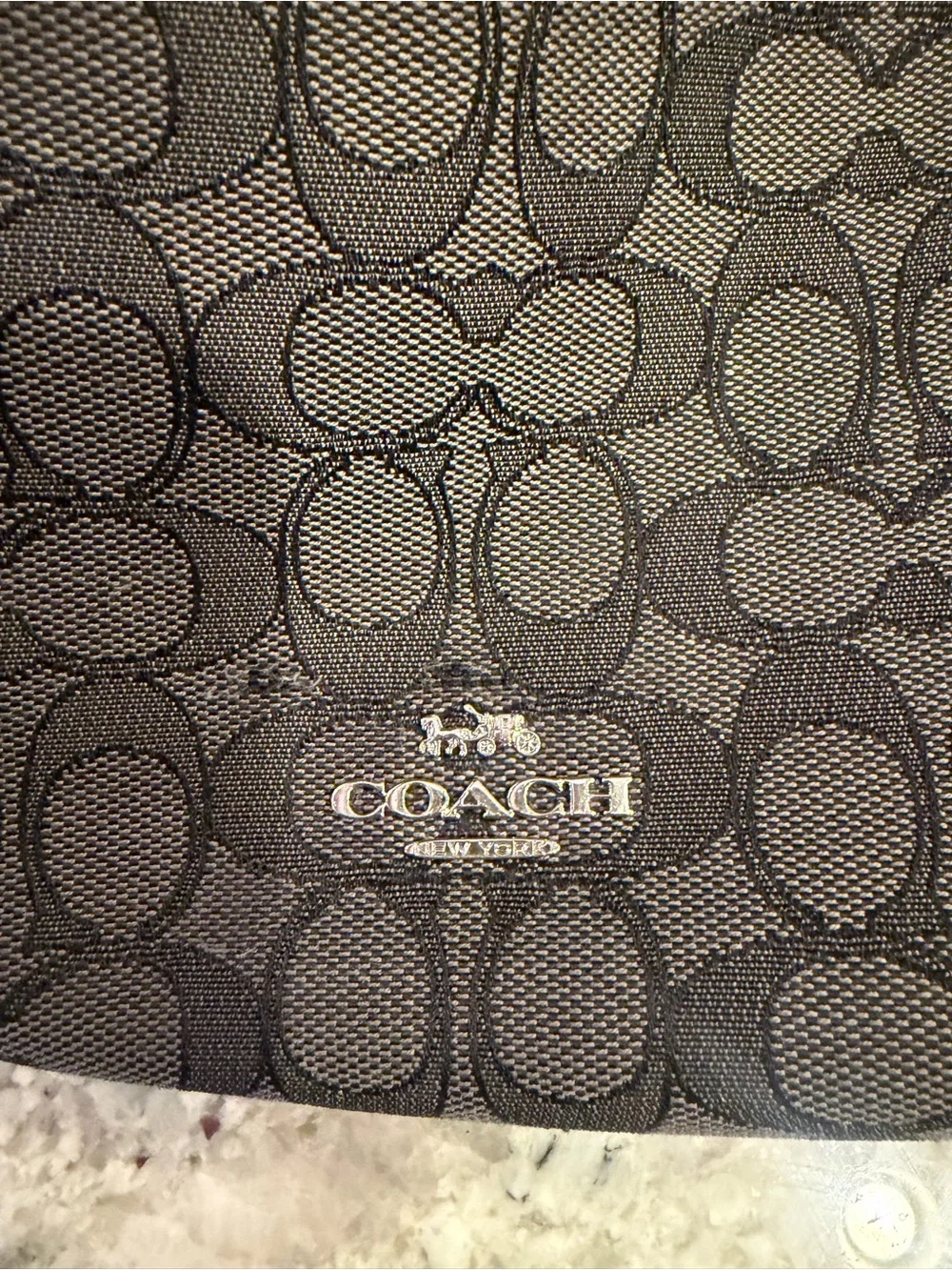 Coach Grey/Blk Canvas Shoulder Bag